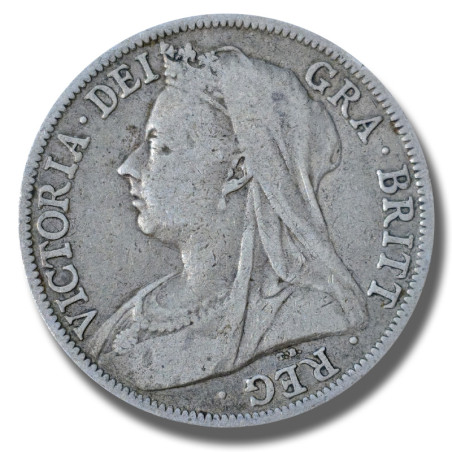 1896 United Kingdom Victoria Veiled Head Half Crown Silver Coin