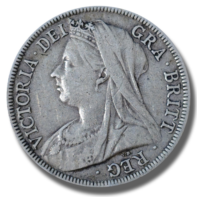 1897 United Kingdom Victoria Veiled Head Half Crown Silver Coin