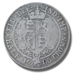 1900 United Kingdom Victoria Veiled Head Half Crown Silver Coin