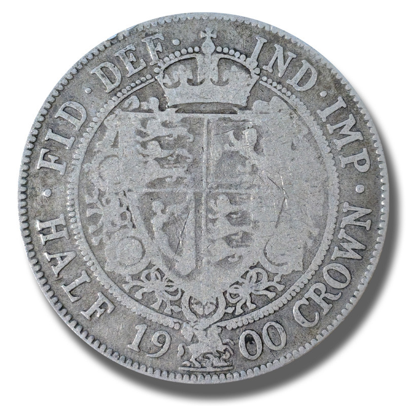 1900 United Kingdom Victoria Veiled Head Half Crown Silver Coin