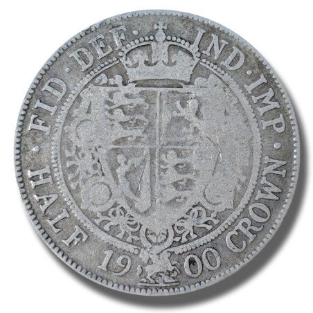 1900 United Kingdom Victoria Veiled Head Half Crown Silver Coin