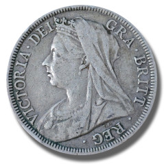 1900 United Kingdom Victoria Veiled Head Half Crown Silver Coin