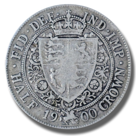 1900 United Kingdom Victoria Veiled Head Half Crown Silver Coin