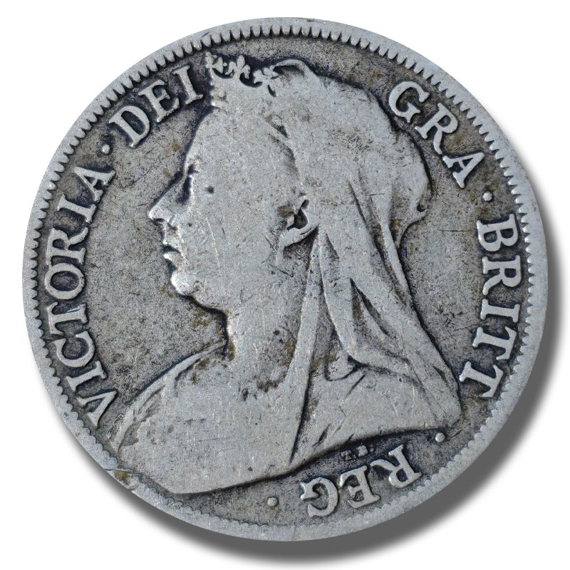 1894 United Kingdom Victoria Veiled Head Half Crown Silver Coin