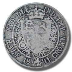 1894 United Kingdom Victoria Veiled Head Half Crown Silver Coin