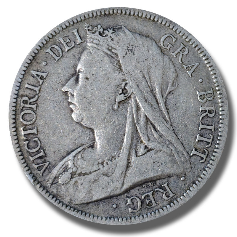1894 United Kingdom Victoria Veiled Head Half Crown Silver Coin