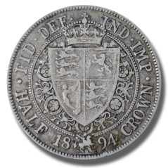 1894 United Kingdom Victoria Veiled Head Half Crown Silver Coin
