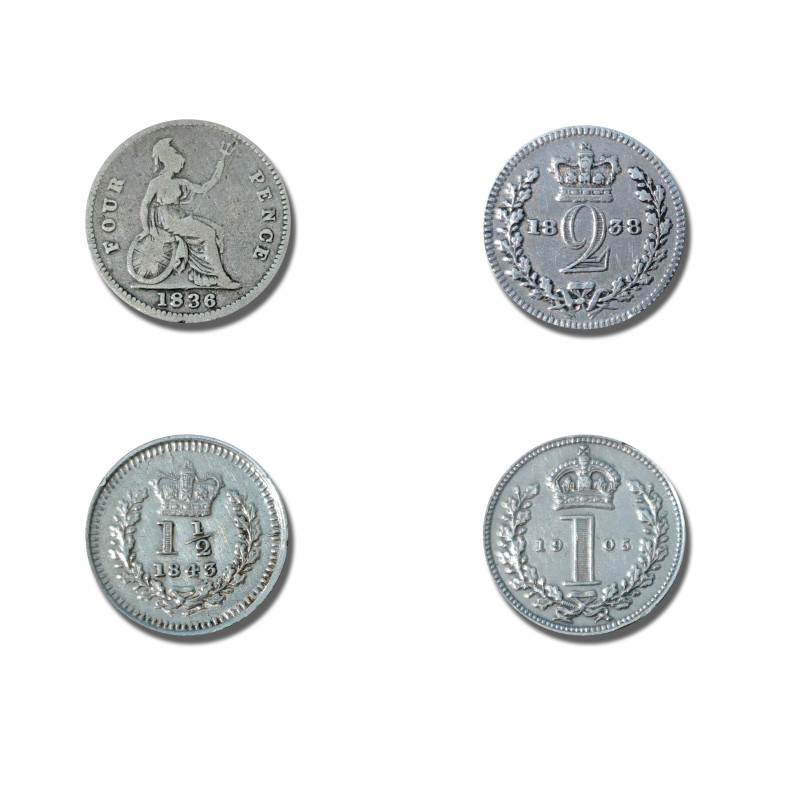 1832, 1836, 1843, 1905  United Kingdom  Silver Coin