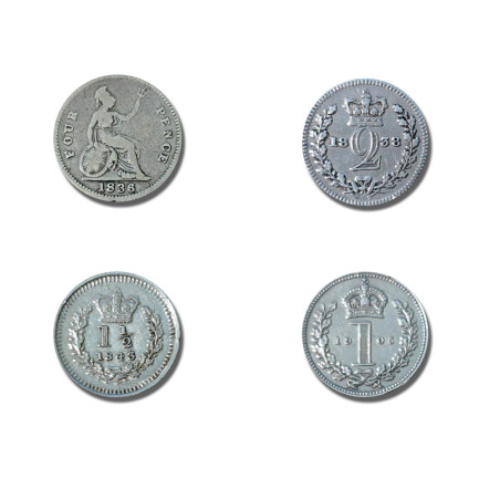 1832, 1836, 1843, 1905 United Kingdom Silver Coin