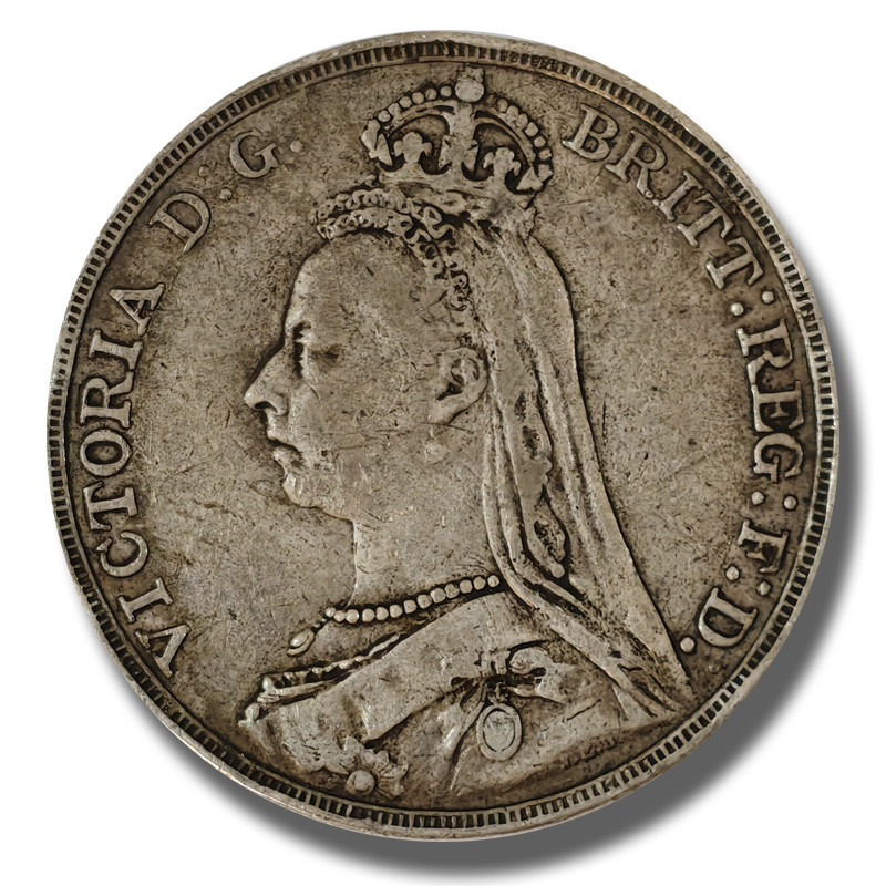 1892 United Kingdom Victoria Crown Head Full Crown Silver Coin