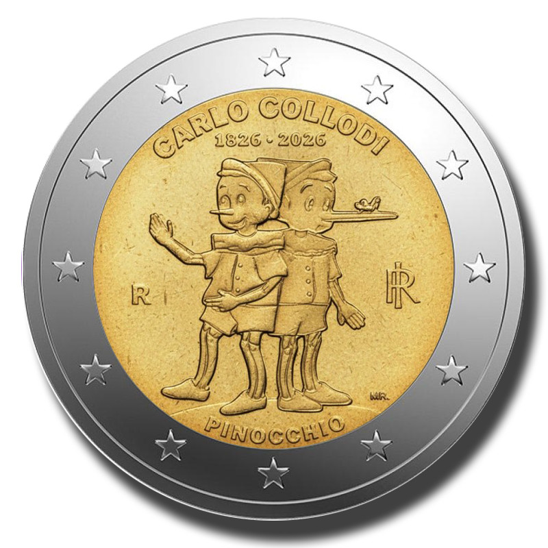 2026 Italy 200th Anniversary of the birth of Carlo Collodi- Pinocchio 2 Euro Coin 2026 Italy 200th Anniversary of the birth of Carlo Collodi- Pinocchio 2 Euro Coin