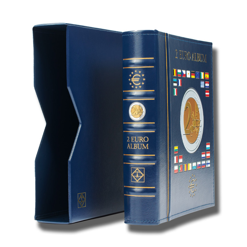 Vista coin album for 2 Euro coins (4 neutral sheets), incl. slipcase, blue