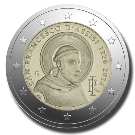 2026 Italy 800th Anniversary of the Death of Saint Francis of Assisi 2 Euro Coin