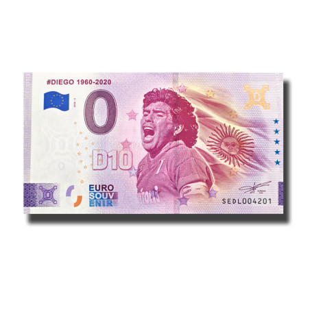 Gold 0 Euro Souvenir Banknote Diego 1960-2020 Italy SEDL 2026-5