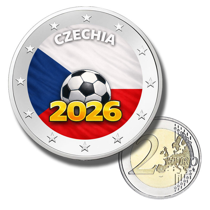 2 Euro Coloured Coin Czechia Football 2026