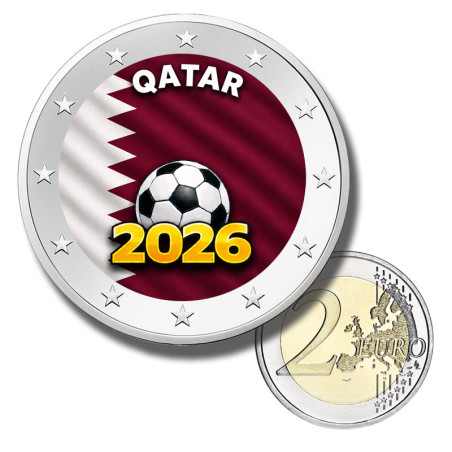 2 Euro Coloured Coin Qatar Football 2026