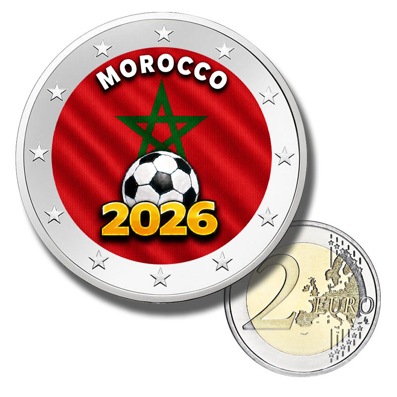 2 Euro Coloured Coin Morocco Football 2026