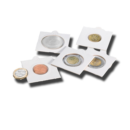 Matrix self-adhesive coin holders for 27.5 mm, white, pack of 100