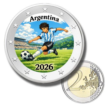 2 Euro Coloured Coin Argentina Football 2026 anime inspired design