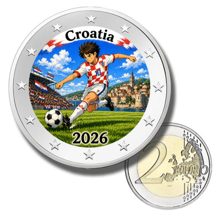 2 Euro Coloured Coin Croatia Football 2026 anime inspired design