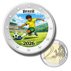 2 Euro Coloured Coin Brazil Football 2026 anime inspired design