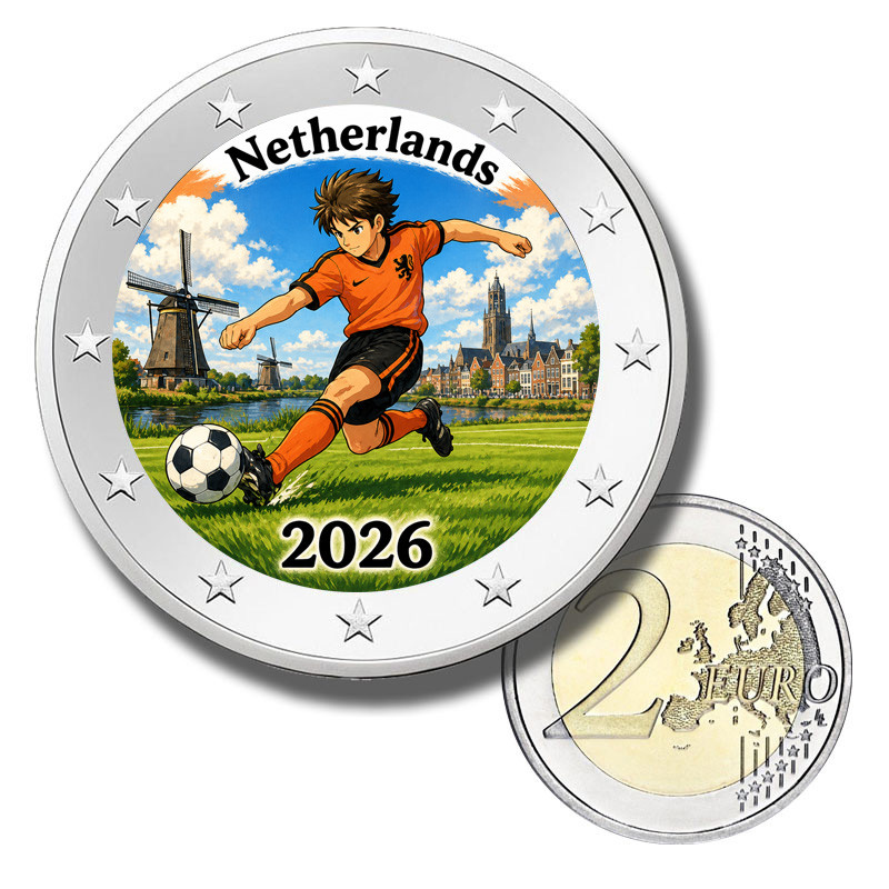 2 Euro Coloured Coin Netherlands Football 2026 anime inspired design