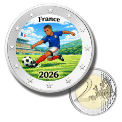 2 Euro Coloured Coin France Football 2026 anime inspired design