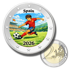2 Euro Coloured Coin Spain Football 2026 anime inspired design