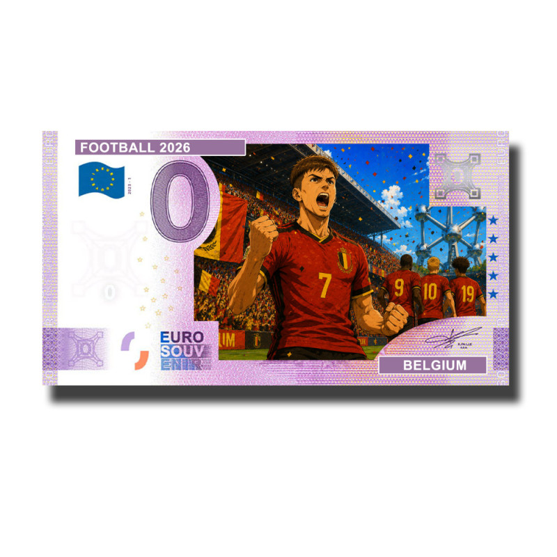 0 Euro Souvenir Banknote Football 2026 Belgium Comic Custom Colour