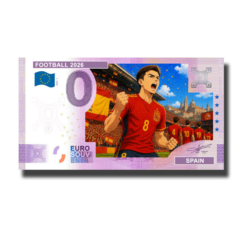 0 Euro Souvenir Banknote Football 2026 Spain Comic Custom Colour 0 Euro Souvenir Banknote Football 2026 Spain Comic Custom Colour