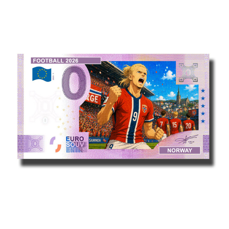 0 Euro Souvenir Banknote Football 2026 Norway Comic Custom Colour