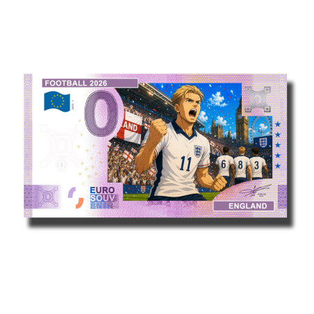 0 Euro Souvenir Banknote Football 2026 England Comic Custom Colour
