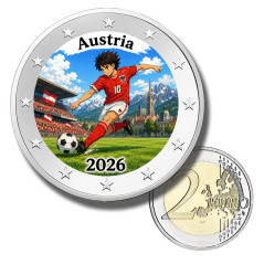 2 Euro Coloured Coin Austria Football 2026 anime inspired design