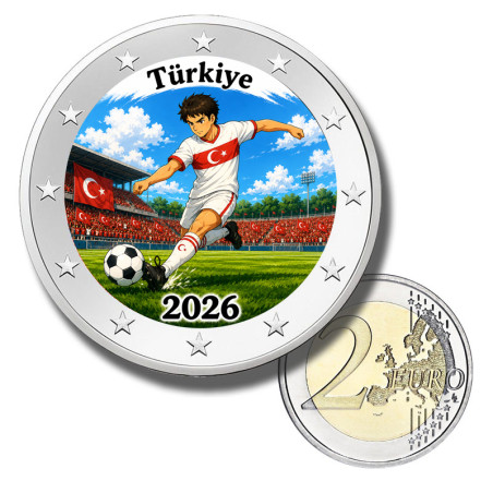 2 Euro Coloured Coin Turkiye Football 2026 anime inspired design