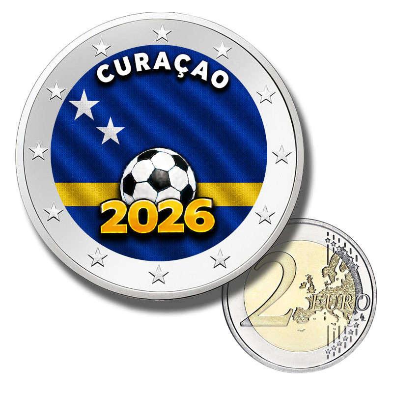 2 Euro Coloured Coin Curaçao Football 2026