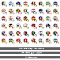 Set of 48 coins 2 euro coloured Football 2026