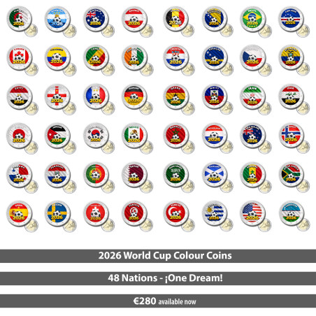 Set of 48 coins 2 euro coloured Football 2026