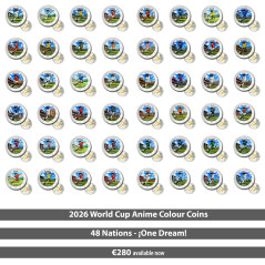 2 euro coloured Coin Set of 48 Football amine version 2026
