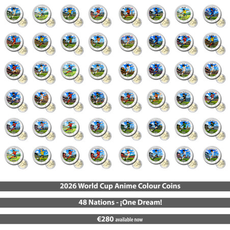 2 euro coloured Coin Set of 48 Football amine version 2026