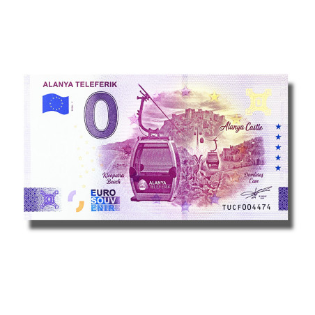 Gold 0 Euro Souvenir Banknote Alanya Teleferik Turkey TUCF 2026-1