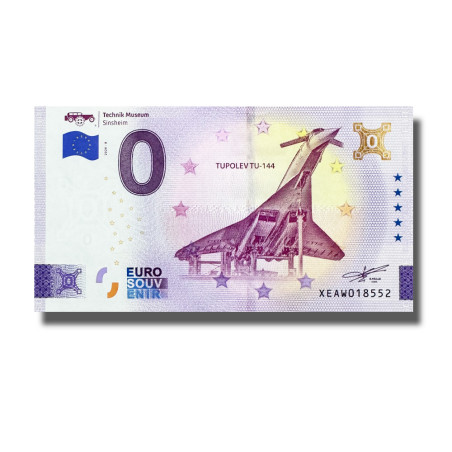 Gold 0 Euro Souvenir Banknote Tupolev Tu-144 Germany XEAW 2026-8