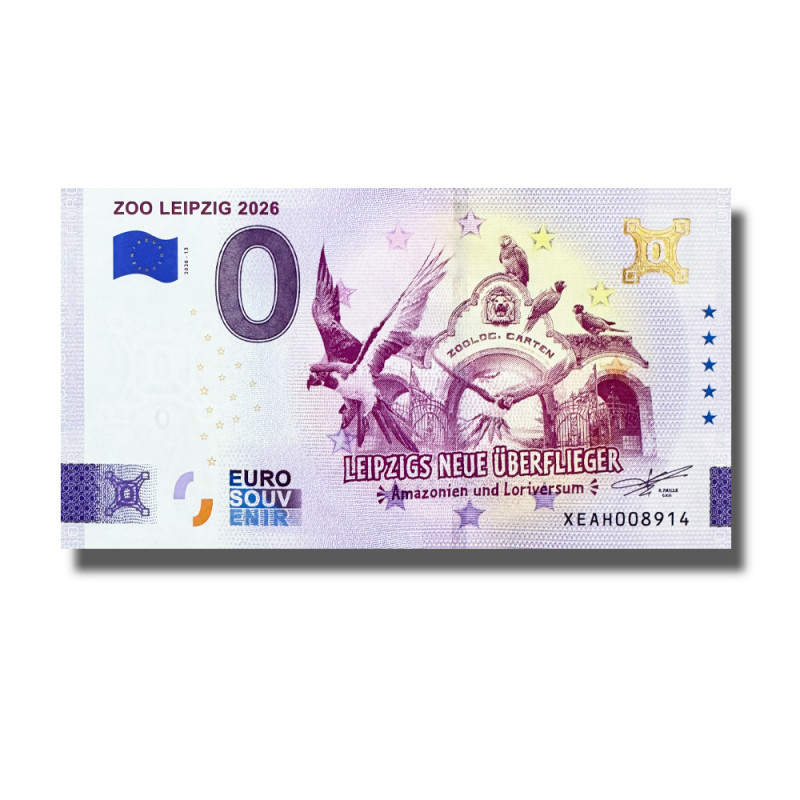 Gold 0 Euro Souvenir Banknote Zoo Leipzig 2026 Germany XEAH 2026-13