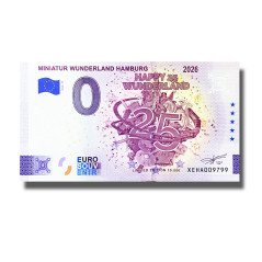 0 Euro Souvenir Banknote Miniatur Wunderland Hamburg 2026 Germany XEHA 2026-36