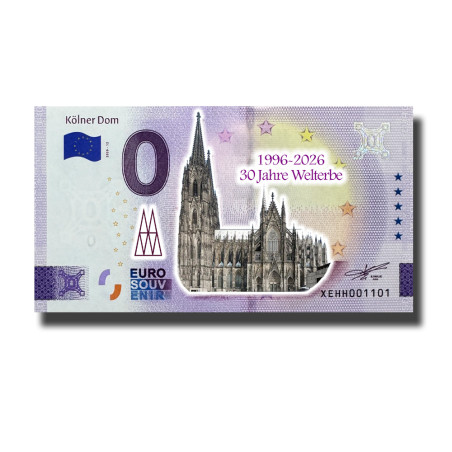 0 Euro Souvenir Banknote Kolner Dom 1996-2026 30 Jahre Welterbe Colour Germany XEHH 2026-12
