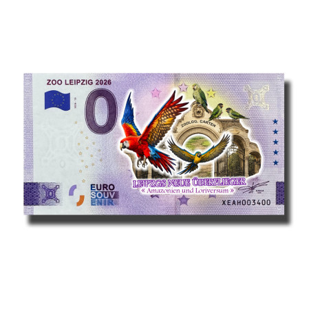0 Euro Souvenir Banknote Zoo Leipzig 2026 Colour Germany XEAH 2026-13