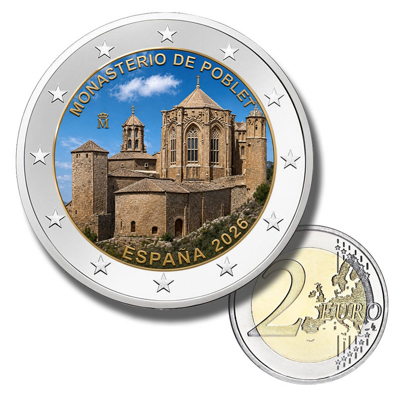 2 Euro Coloured Coin 2026 Spain Monastery of Poblet