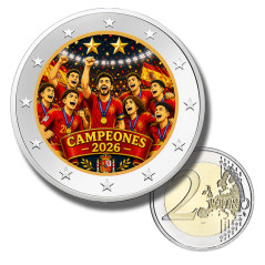 2 Euro Coloured Coin Spain World Cup Championship 2026 comic