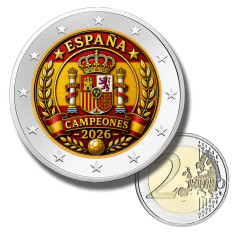 2 Euro Coloured Coin Spain World Cup Championship 2026