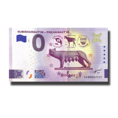 Gold 0 Euro Souvenir Banknote Numishainaut'26- Philhainaut'26 Malta FEBM 2026-1