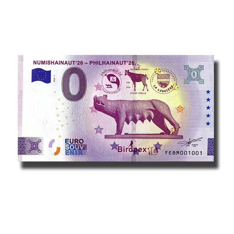 0 Euro Souvenir Banknote Numishainaut'26- Philhainaut'26 Malta FEBM 2026-1
